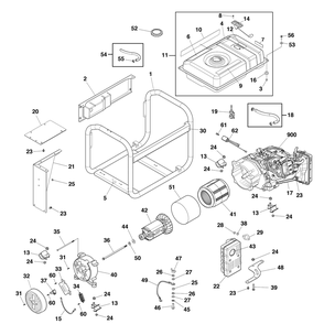 Main Unit Diagram and Parts List for 030746-00  Briggs and Stratton Generator